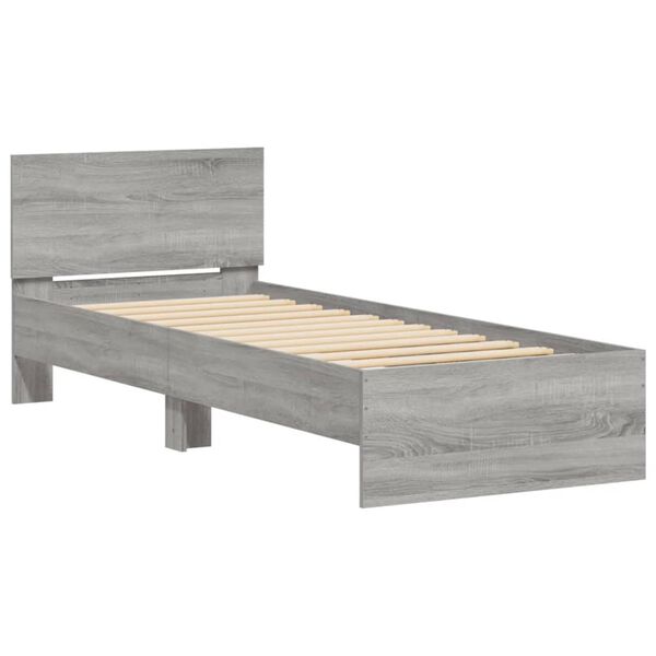 vidaXL Bettgestell mit Kopfteil Grau Sonoma 90x190 cm Holzwerkstoff