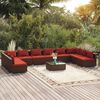 vidaXL 11-tlg. Garten-Lounge-Set mit Kissen Poly Rattan Braun
