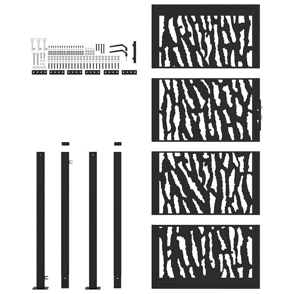 vidaXL Gartentor Schwarz 100x200 cm Stahl Trace Design