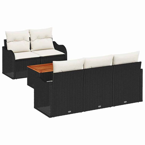 vidaXL Gartensofa-set mit Speicher 6 pcs Schwarz und Creme Poly-Rattan