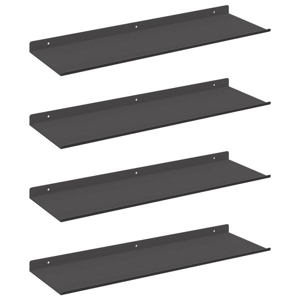 vidaXL Schwebendes Regal 4 pcs Schwarz 60 x 18 x 2,5 cm Stahl