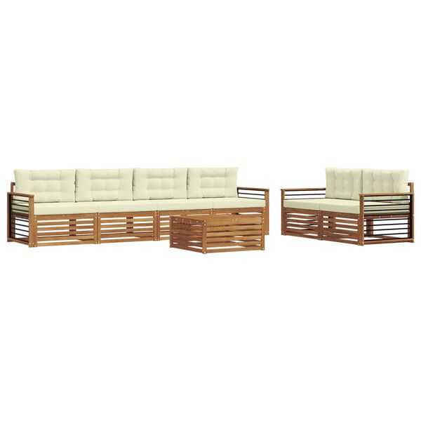 vidaXL Outdoor-Sofagarnitur mit Kissen 7 pcs Natur und Creme