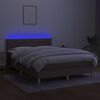 vidaXL Boxspringbett mit Matratze & LED Taupe 140x200 cm Stoff