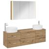 vidaXL Badezimmerm&ouml;bel-Set 4 stk. Artisan-Eiche Ingenieurholz und Glas