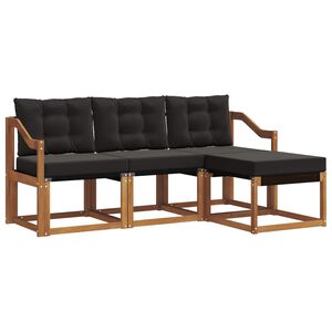 vidaXL Outdoor-Sofagarnitur mit Kissen 4 pcs Nat&uuml;rlich und Schwarz