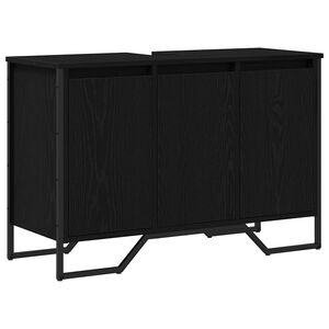 vidaXL Waschbeckenschrank mit T&uuml;r Schwarz Eichen-Optik 91 x 35 x 60 cm