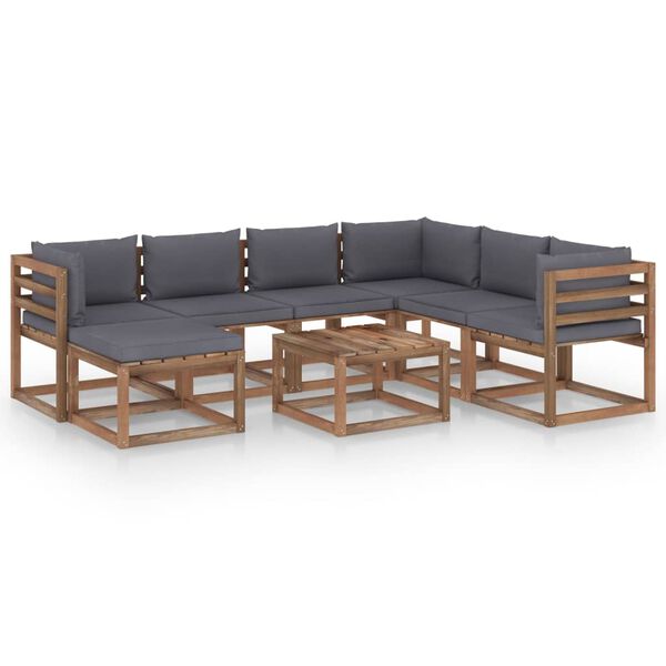 vidaXL 8-tlg. Garten-Lounge-Set mit Kissen in Anthrazit