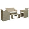 vidaXL 4-tlg. Garten-Lounge-Set mit Auflagen Beige Poly Rattan