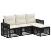 vidaXL Gartensofa-set 4 pcs Schwarz und Cremewei&szlig; Poly-Rattan