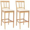 vidaXL Barhocker 2 stk. Natur und Beige Massivgummi Holz und Stoff