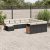 vidaXL 12-tlg. Garten-Sofagarnitur mit Kissen Schwarz Poly Rattan
