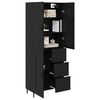 vidaXL Highboard 2 pcs Schwarz Eichen-Optik Engineered Wood und Glas