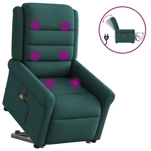vidaXL Elektrischer Massagesessel mit Aufstehhilfe Dunkelgr&uuml;n Stoff