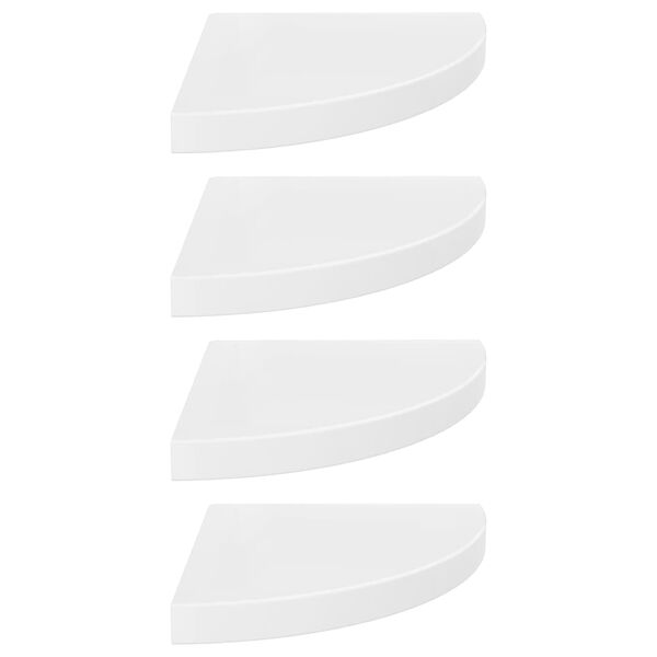 vidaXL Eck-Schweberegale 4 Stk. Hochglanz-Weiß 35x35x3,8 cm MDF