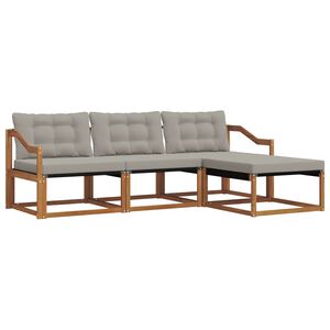 vidaXL Outdoor-Sofagarnitur mit Kissen 4 pcs Nat&uuml;rlich und Hellgrau
