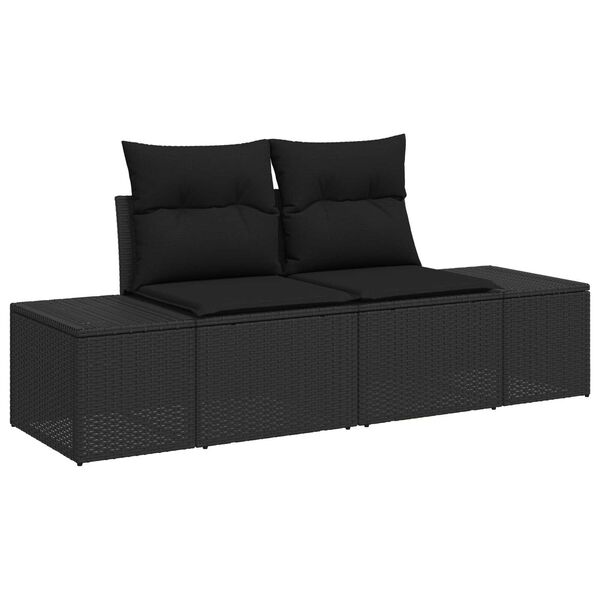 vidaXL Sofa Set mit Kissen 7 pcs Schwarz Poly-Rattan