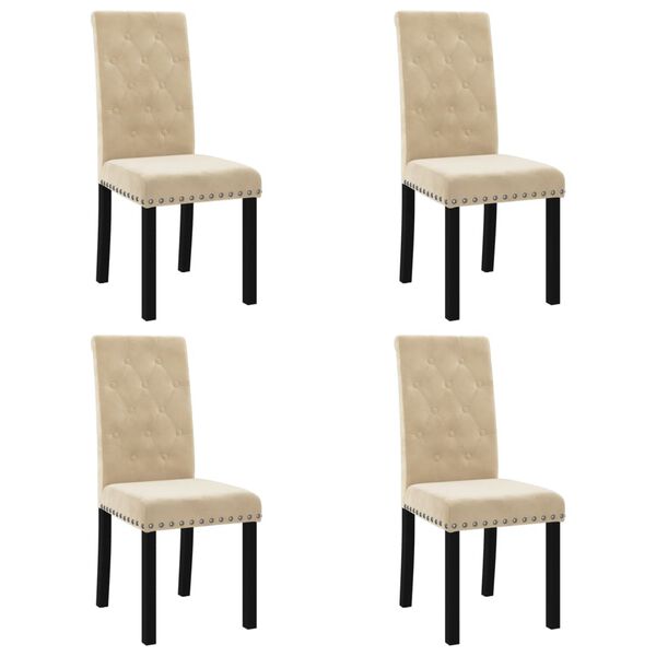 vidaXL Esszimmerst&uuml;hle 4 Stk. Creme Samt