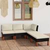 vidaXL 5-tlg. Garten-Lounge-Set mit Kissen Poly Rattan Schwarz