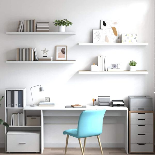 vidaXL Schweberegale 4 Stk. Eichen-Optik und Wei&szlig; 120x23,5x3,8 cm MDF