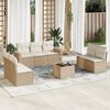 vidaXL 8-tlg. Garten-Sofagarnitur mit Kissen Beige Poly Rattan