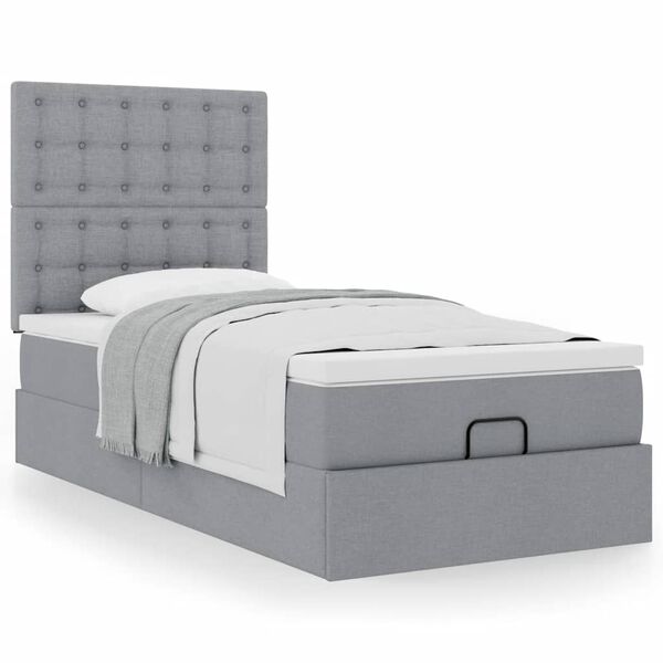 vidaXL Ottoman-Bett mit Matratze Hellgrau 80x200 cm Stoff