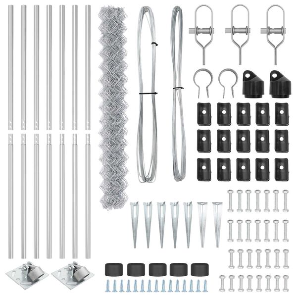 vidaXL Zaunpfosten Silber 10 x 1,5 m (60 x 60 mm Maschen) Stahl