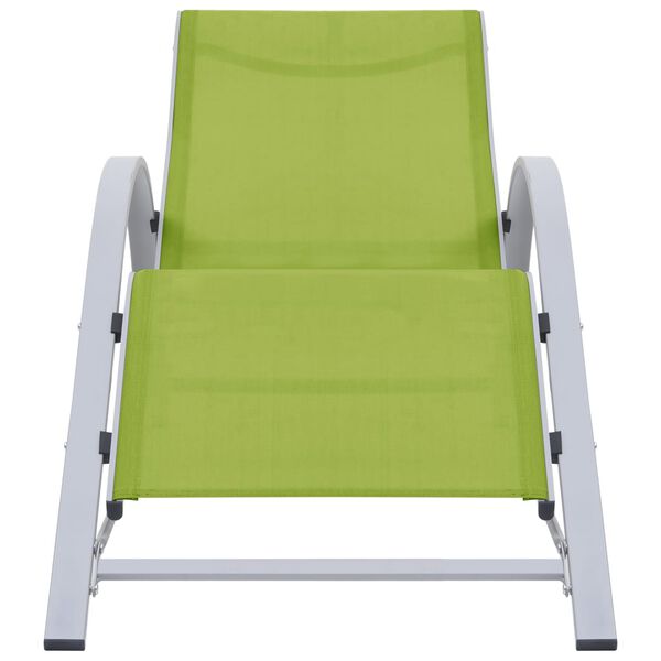 vidaXL Sonnenliegen 2 Stk. mit Tisch Aluminium Grün