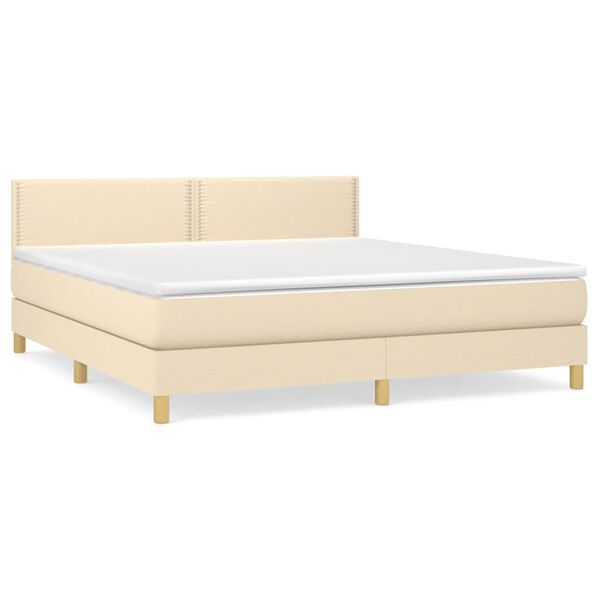 vidaXL Boxspringbett mit Matratze Creme 180x200 cm Stoff