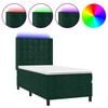 vidaXL Boxspringbett mit Matratze & LED Dunkelgr&uuml;n 90x190 cm Samt
