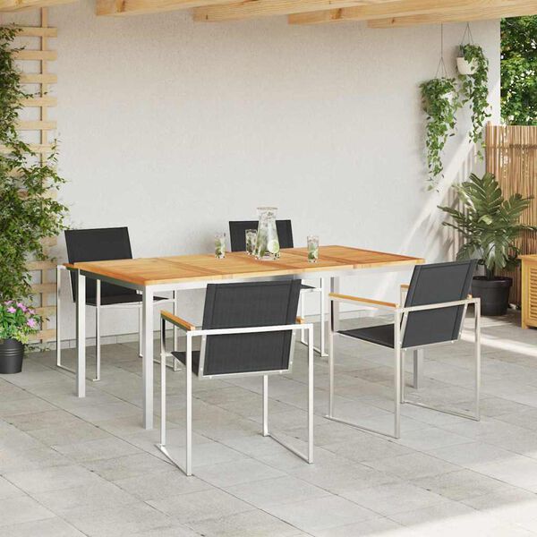 vidaXL Garten-Ess-Set 5 pcs Massives Teakholz