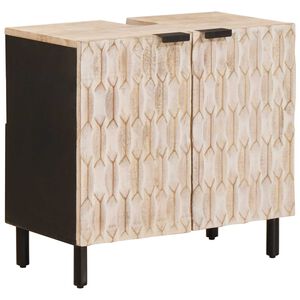 vidaXL Waschbeckenschrank Wei&szlig; 62 x 33 x 58 cm Massivholz Mango
