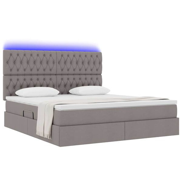 vidaXL Bett mit Stauraum und LED mit LED Taupe 180 x 200 cm Polyester