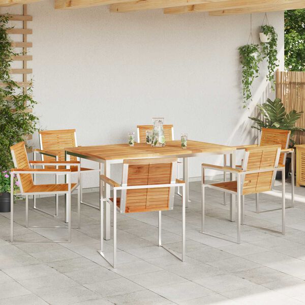 vidaXL Garten Essgruppe 7 pcs Braun Massivholz Teak