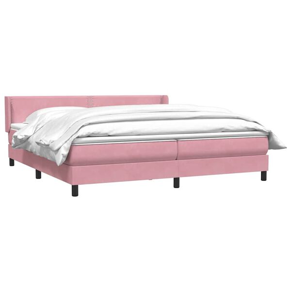 vidaXL Boxspringbett mit Matratze Rosa 200x220 cm Samt