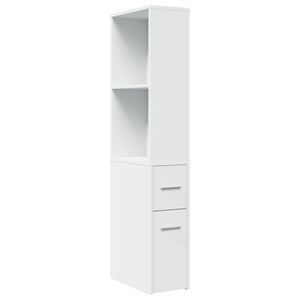 vidaXL Badschrank Schmal mit Rollen Wei&szlig; Holzwerkstoff