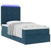 vidaXL Ottoman-Bett mit Matratzen & LEDs Dunkelblau 90x200 cm Samt