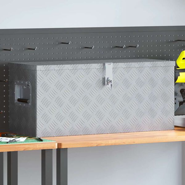 vidaXL Aluminiumkiste 80×30×35 cm Silbern