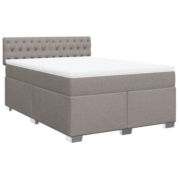 vidaXL Boxspringbett mit Matratze Taupe 160x200 cm Stoff