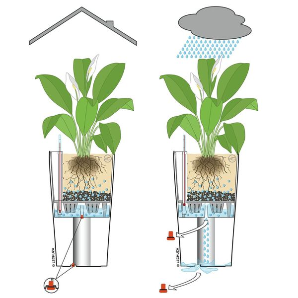 LECHUZA Pflanzgef&auml;&szlig; CILINDRO Cottage 23 ALL-IN-ONE &Oslash; 23 cm Sandbraun