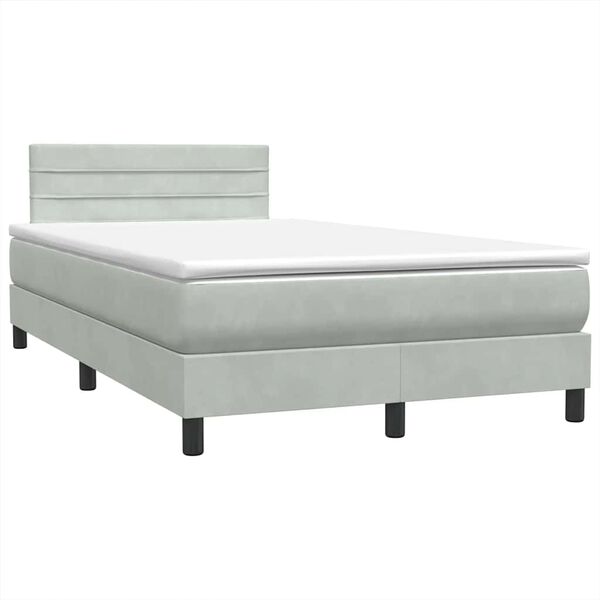 vidaXL Boxspringbett mit Matratze Hellgrau 120x210 cm Samt