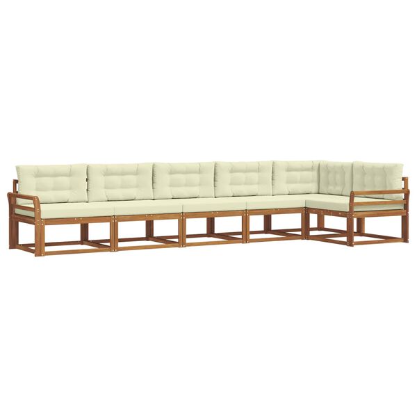 vidaXL Outdoor-Sofagarnitur mit Kissen 6 pcs Natur und Creme