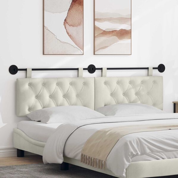 vidaXL H&auml;ngevorderseite Wandmontiert Creme 190 x 55 x 7 cm Samt