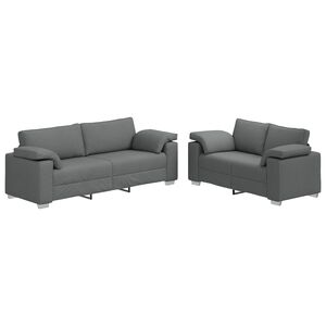 vidaXL Sofa 2 pcs Dunkelgrau 219 x 80 x 82 cm Stoff