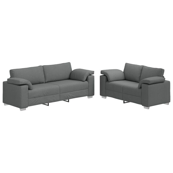 vidaXL Sofa 2 pcs Dunkelgrau 219 x 80 x 82 cm Stoff