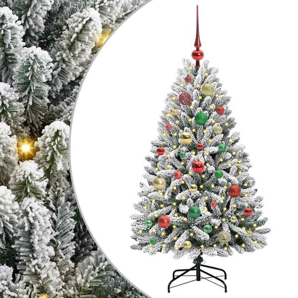 vidaXL K&uuml;nstlicher Weihnachtsbaum Gr&uuml;n und Wei&szlig; 120 cm PVC und Metall