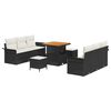 vidaXL Garten-Sofa-Set mit Kissen mit Speicher 9 pcs Schwarz und Creme