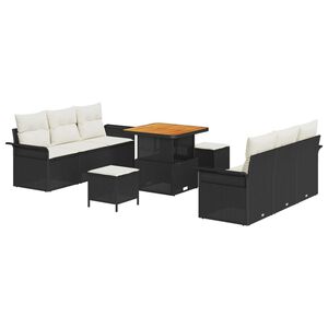 vidaXL Garten-Sofa-Set 9 Stk. 8-Sitzanzahl Schwarz