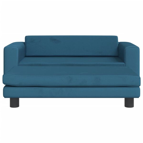 vidaXL Kindersofa mit Hocker Blau 100x50x30 cm Samt