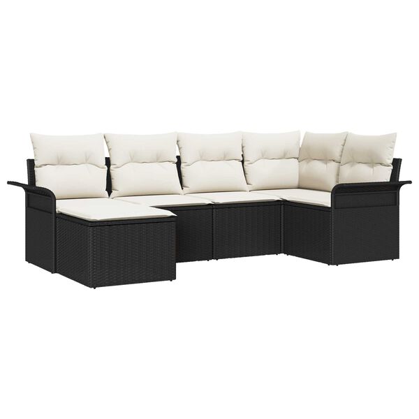 vidaXL Gartensofa-set mit Speicher 6 pcs Schwarz Poly-Rattan