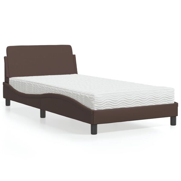 vidaXL Bett mit Matratze "Dover" Braun 100x200 cm Kunstleder